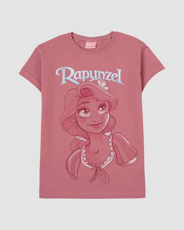 تی شرت دخترانه مدل RAPUNZEL صورتی کثیف بانی نو