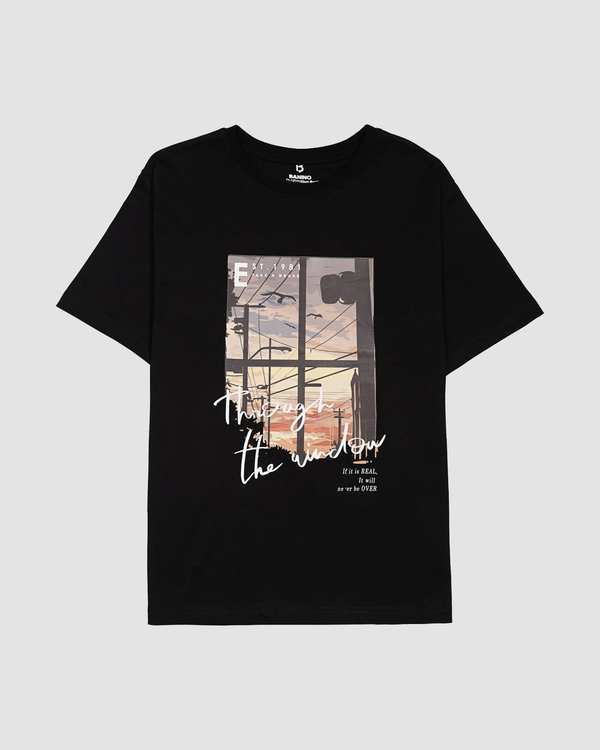 تیشرت پسرانه طرح ساحل مشکی بانی نو