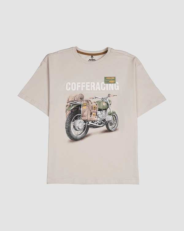 تی شرت پسرانه مدل CAFFERACING شیری بانی نو