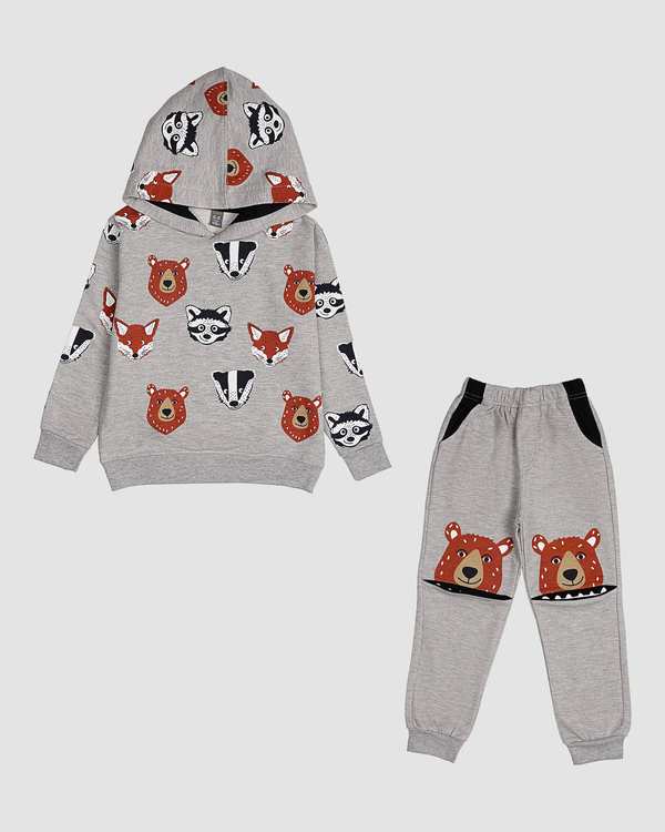 ست هودی و شلوار پسرانه مدل خرس و گرگ بانی نو