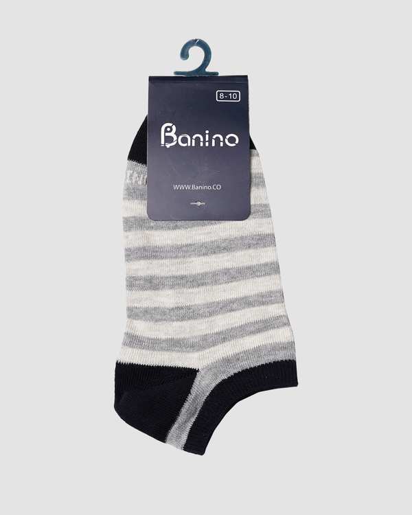 جوراب اسپرت مچی راه راه طوسی کمرنگ بانی نو