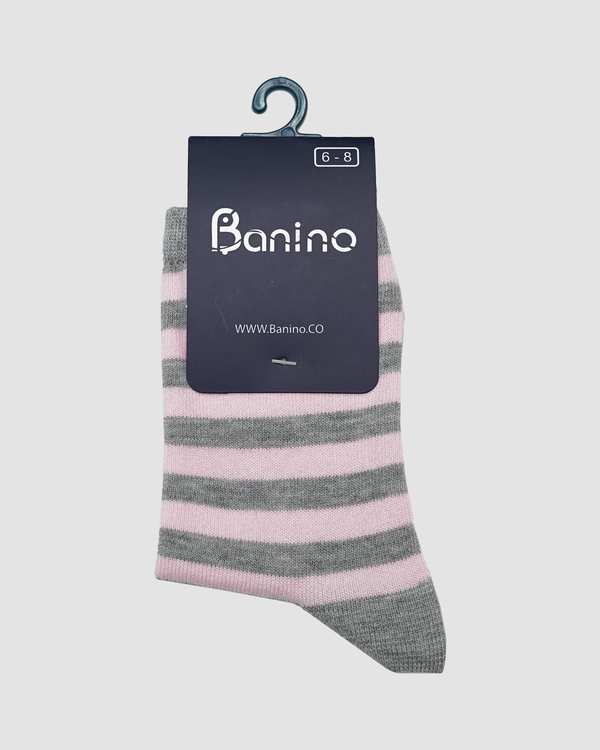 جوراب ساق بلند رینگی راه راه صورتی بانی نو