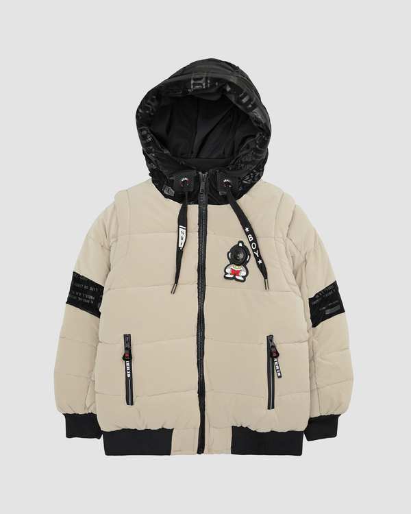 کاپشن پسرانه استین زیپ دار کرم بانی نو