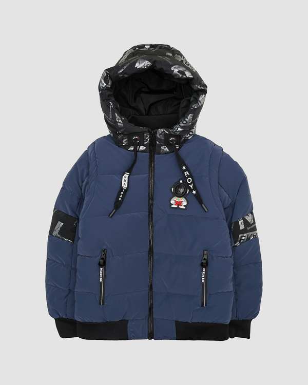 کاپشن پسرانه استین زیپ دار سرمه ای بانی نو