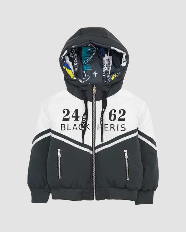 کاپشن پسرانه دو رو چاپی ذغالی بانی نو