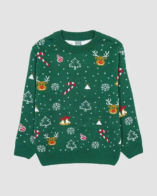 پلیور پسرانه بانی نو طرح گوزن سبز