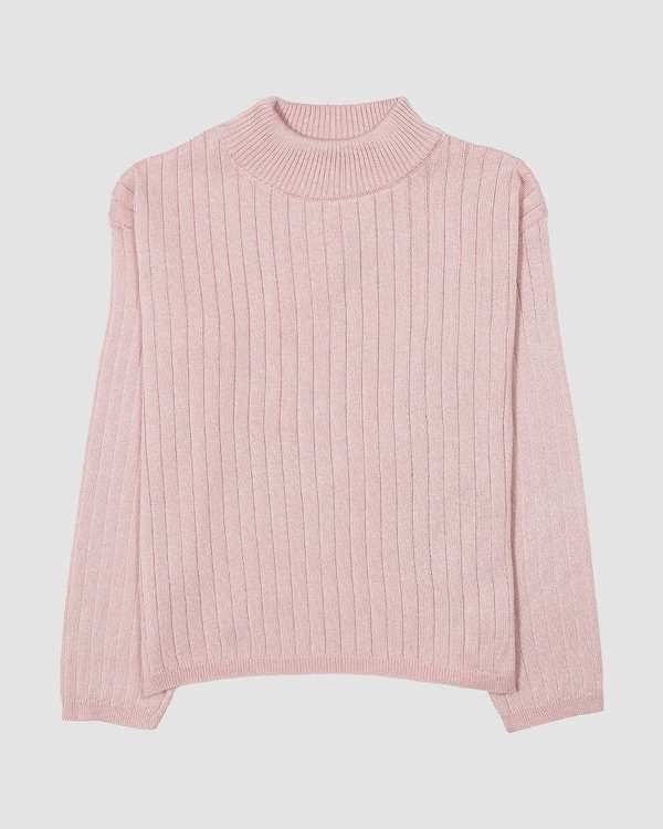 پلیور بافت دخترانه بانی نو طرح ساده صورتی