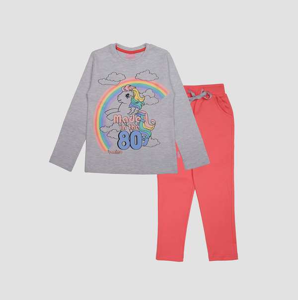 بلوز شلوار ملانژ دخترانه رنگین کمان PONY بانی نو