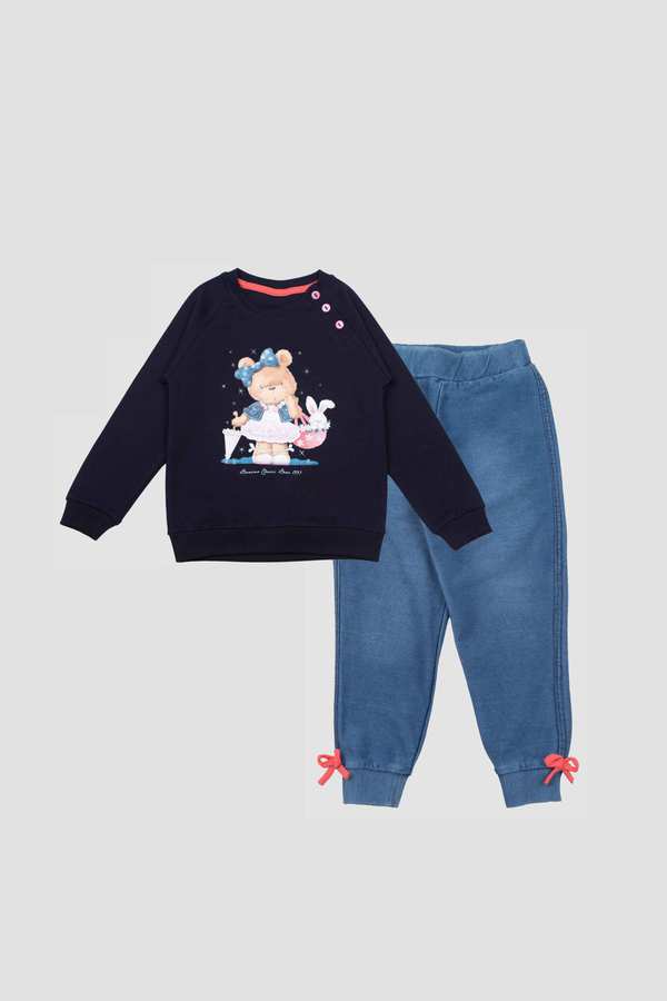 بلوز شلوار طرح جین دخترانه خرس و خرگوش بانی نو