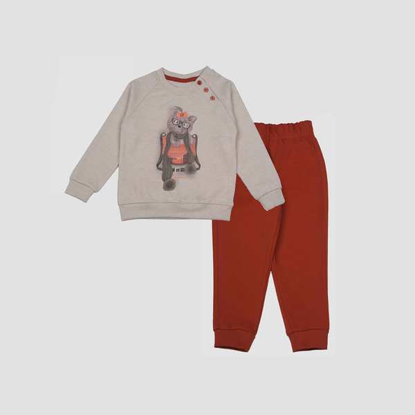 بلوز شلوار دخترانه گربه و سبد بانی نو