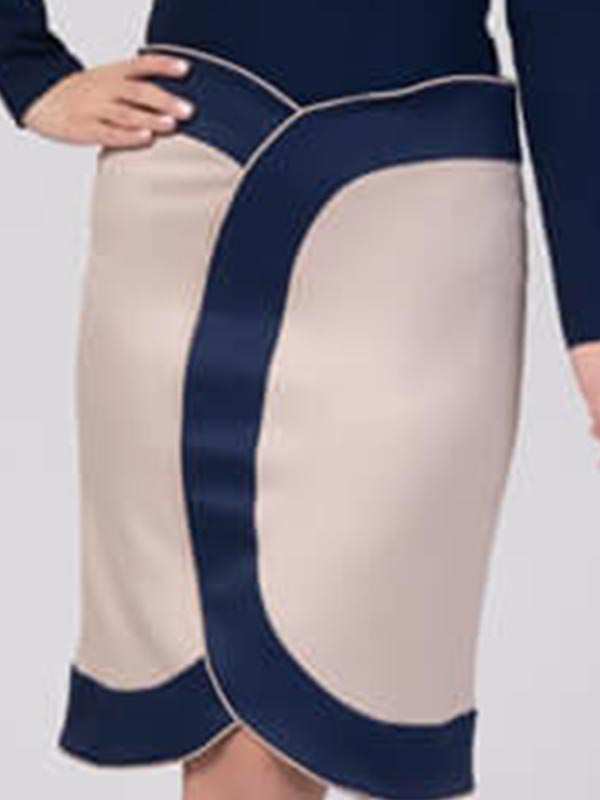 دامن زنانه کوتاه تنگ با برش هلالی فاستونی کلاسیک ایزابلا برنس Bornos