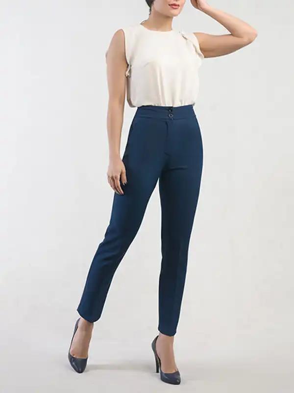 شلوار مجلسی زنانه کرپ مازراتی کمربند دار مدل الوا برنس