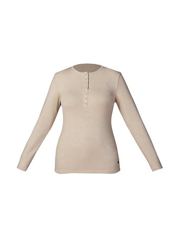 بلوز زنانه تریکو آستین بلند یقه گرد دکمه دار کژوال آویسا برنس - تصویر 7