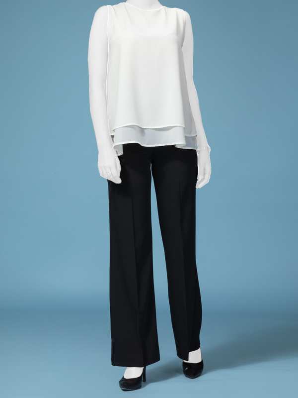 تاپ زنانه دو لایه کرپ حریر یقه گرد کلاسیک نوشا برنس Bornos