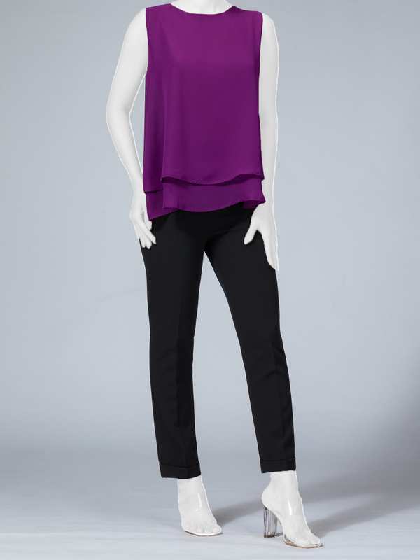 تاپ زنانه دو لایه کرپ حریر یقه گرد کلاسیک نوشا برنس Bornos