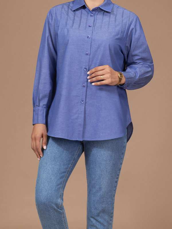 تونیک زنانه کتان برش دار یقه مردانه کژوال نسترن برنس Bornos