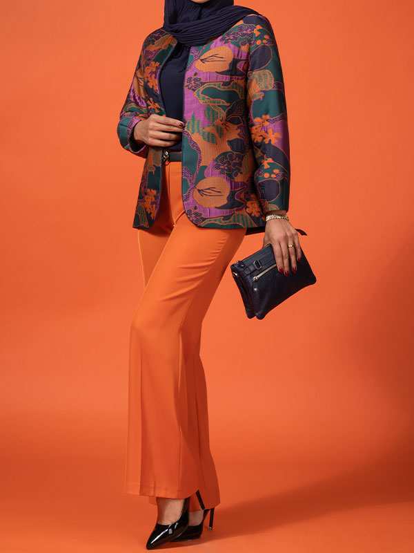 شلوار زنانه پارچه ای کرپ کنزو از بالا گشاد ریزشی کلاسیک پرسته برنس Bornos