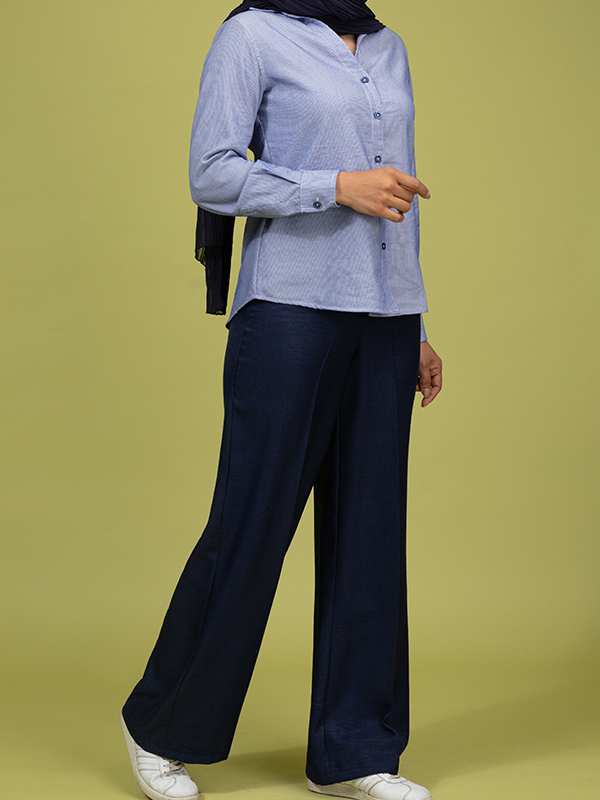 شومیز زنانه کتان راه راه کژوال تابستانی یقه مردانه پریناز برنس Bornos