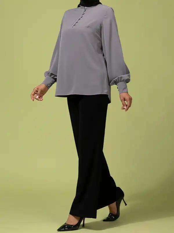 تونیک زنانه کرپ آستین بلند قواره آزاد کلاسیک مهرناز برنس Bornos