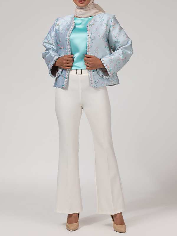 شلوار زنانه کرپ دمپا گشاد کلاسیک دارای کمربند 10104 برنس