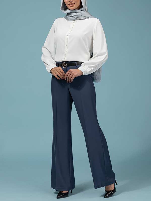 شلوار زنانه پارچه ای کرپ کنزو از بالا گشاد ریزشی 10106 برنس