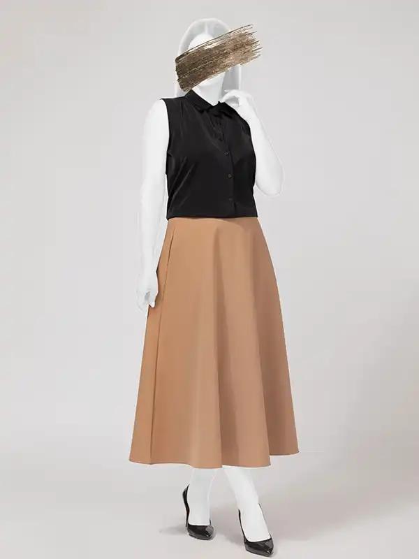 تاپ زنانه مجلسی کرپ یقه گرد 60101 برنس