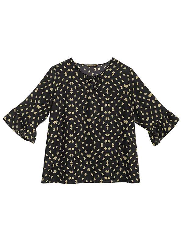 بلوز زنانه سایز بزرگ آستین سه ربع کرپ 40108 برنس