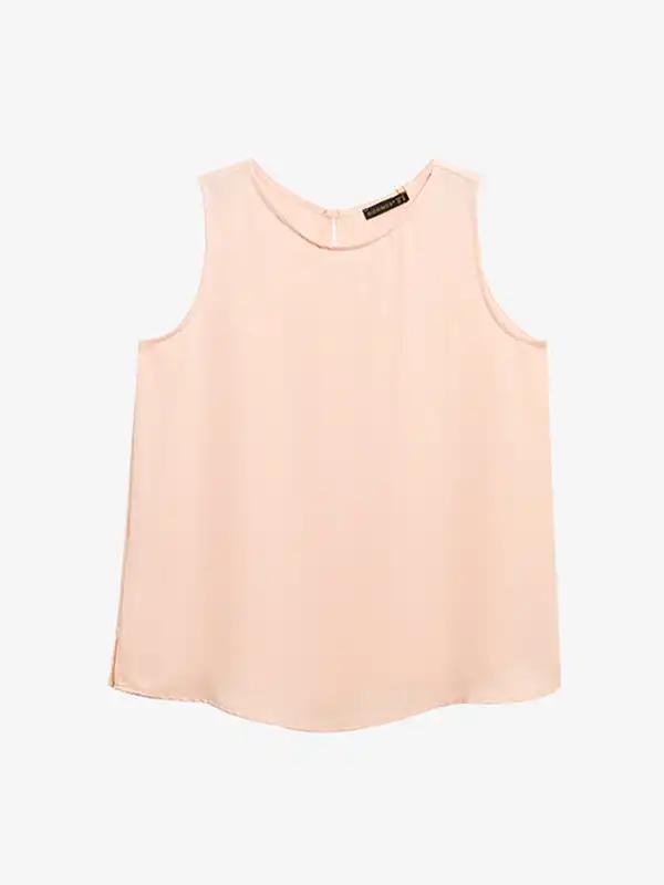 تاپ زنانه سایز بزرگ کرپ آستین حلقه ای 60104 برنس