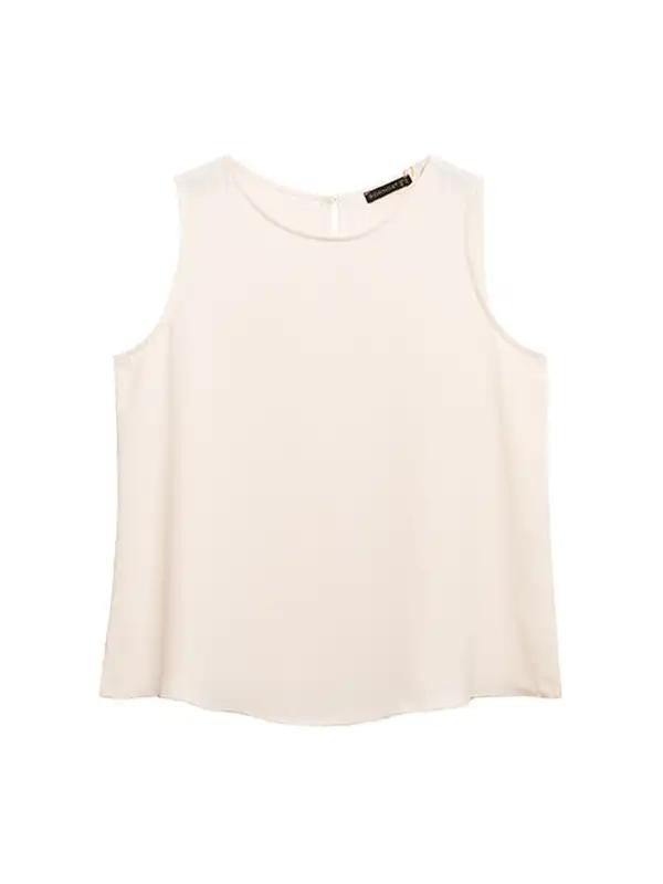 تاپ زنانه سایز بزرگ کرپ آستین حلقه ای 60104 برنس