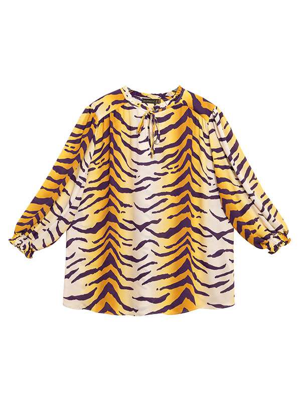 بلوز زنانه سایز بزرگ کرپ ژورژت یقه ایستاده 40111 برنس