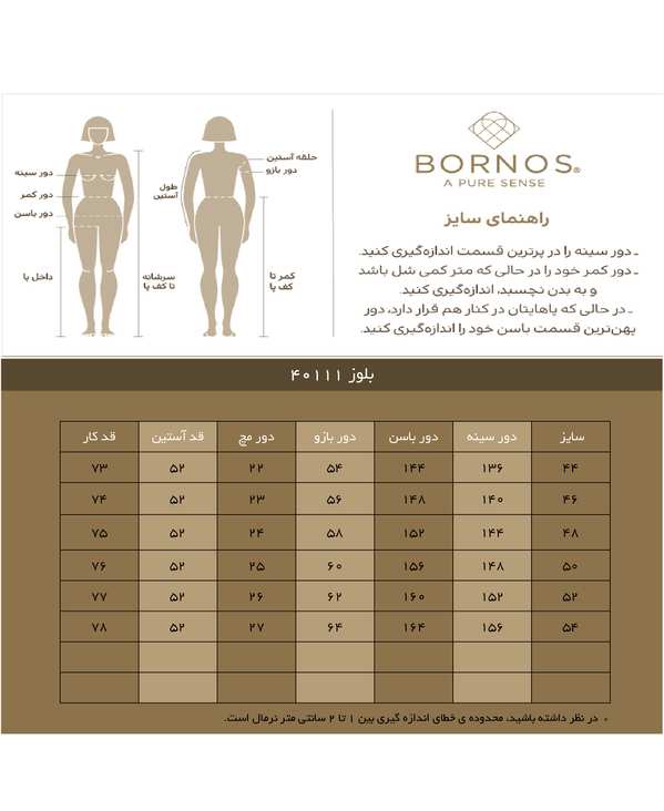 بلوز زنانه سایز بزرگ کرپ ژورژت یقه ایستاده 40111 برنس - تصویر 9