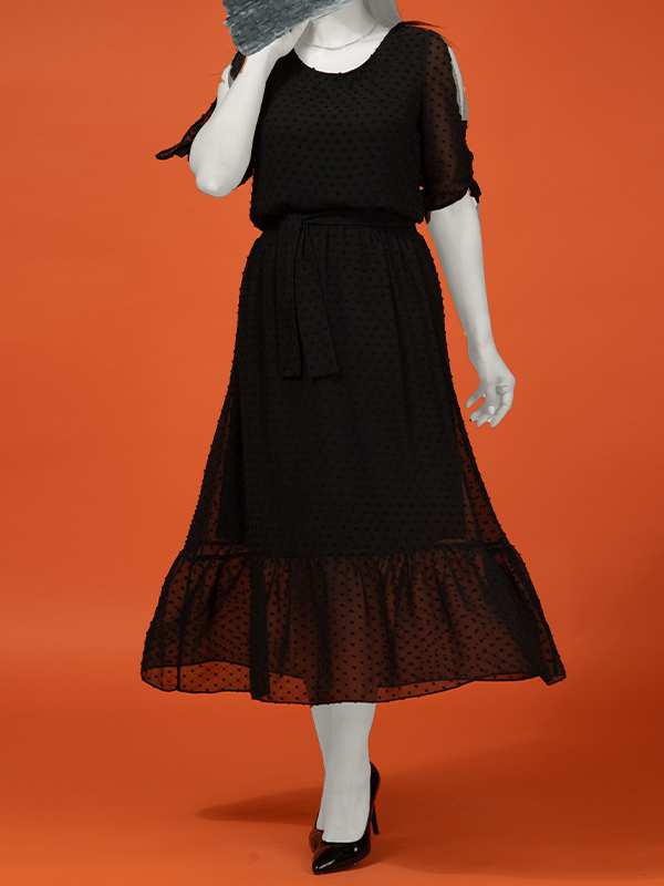 دامن زنانه کمر کش کمربند دار حریر چین دار 20100 برنس Bornos