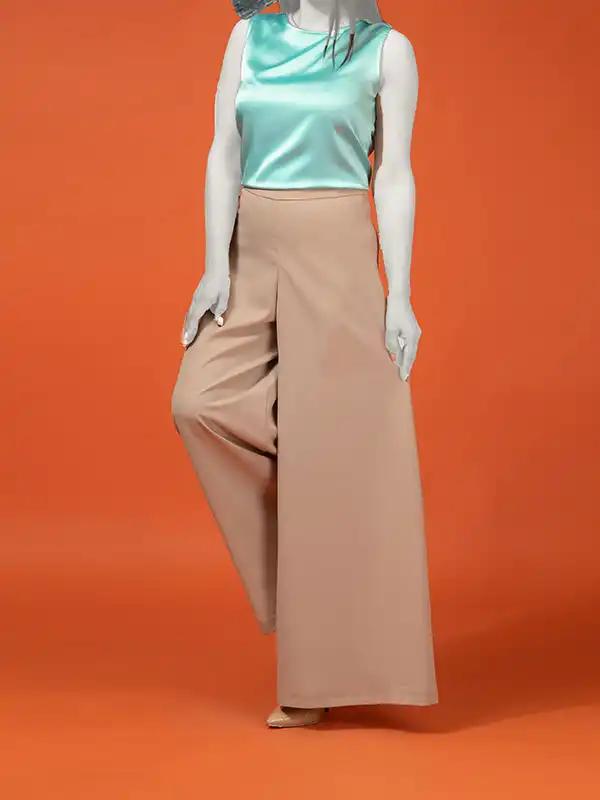 دامن شلواری زنانه مجلسی فاق بلند کرپ 10102 برنس