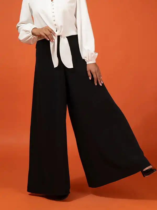 دامن شلواری زنانه مجلسی فاق بلند کرپ 10102 برنس