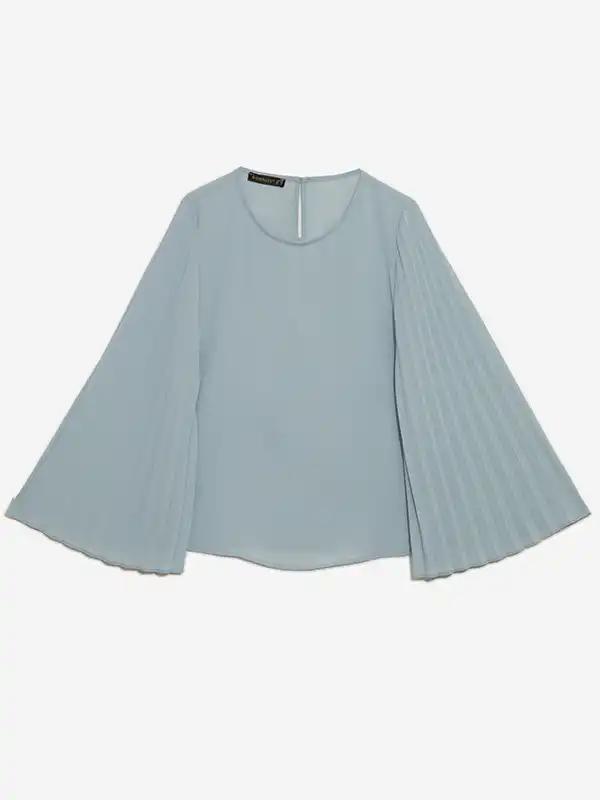 بلوز زنانه کرپ حریر آستین کلوش پلیسه 40103 برنس Bornos