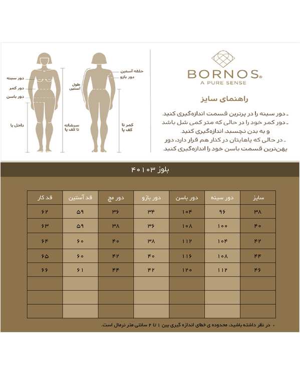 بلوز زنانه کرپ حریر آستین کلوش پلیسه 40103 برنس Bornos - تصویر 13