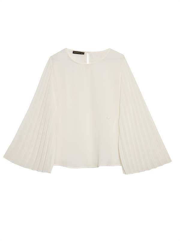 بلوز زنانه کرپ حریر آستین کلوش پلیسه 40103 برنس Bornos