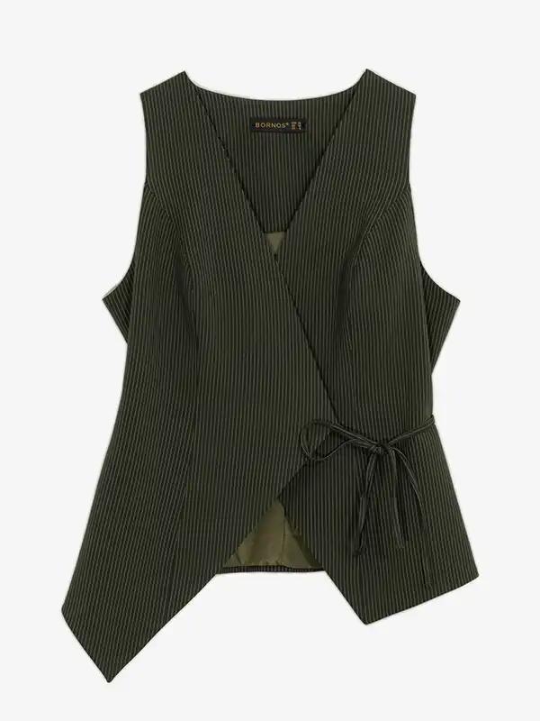 وست زنانه پارچه دیپلمات یقه چپ و راستی آستر دار 70100 برنس Bornos