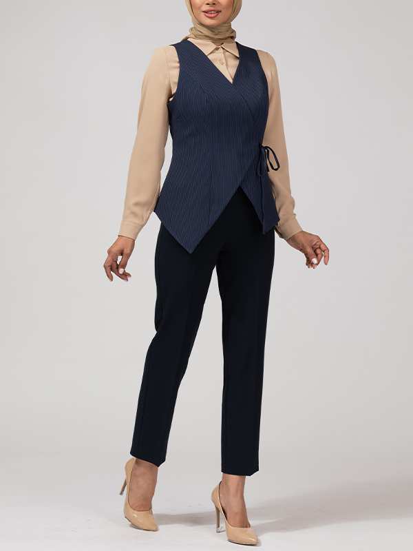 وست زنانه پارچه دیپلمات یقه چپ و راستی آستر دار 70100 برنس Bornos