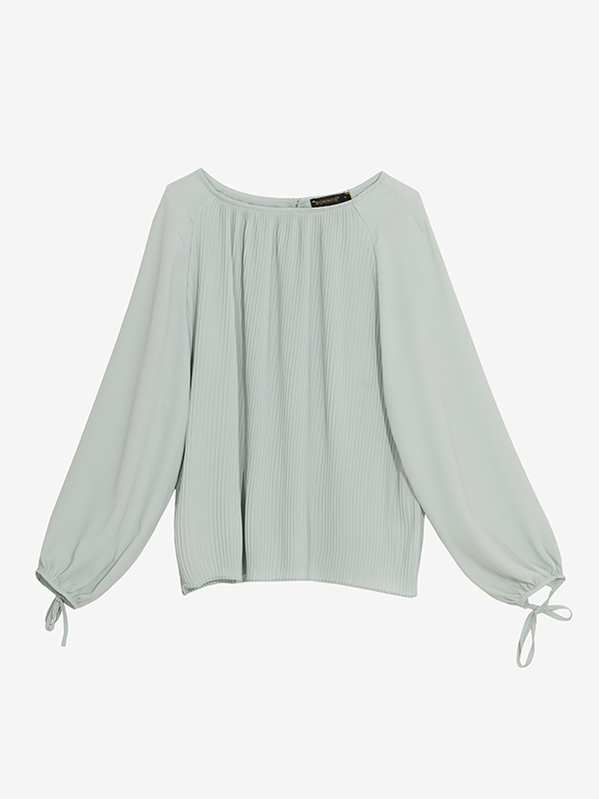 بلوز زنانه پلیسه یقه گرد کرپ حریر 40116 برنس Bornos