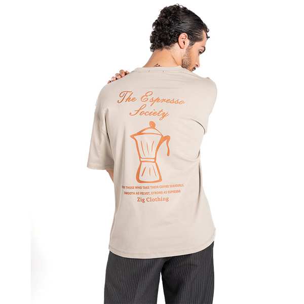 تیشرت مردانه کرم خاکی زیگ zig مدل Espresso Society کد 439 - تصویر 4