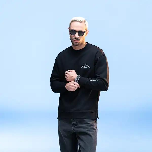 سویشرت مشکی زیگ zig مدل Studio کد 451