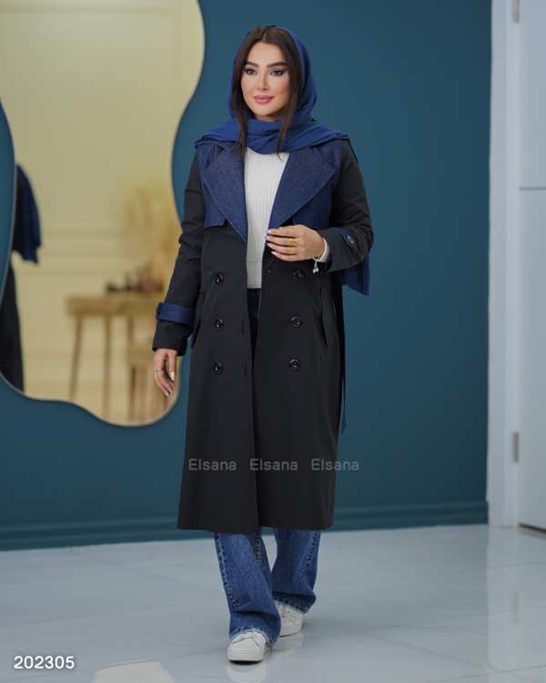 بارانی زنانه مدل نسترن جین السانا Elsana کد 2023
