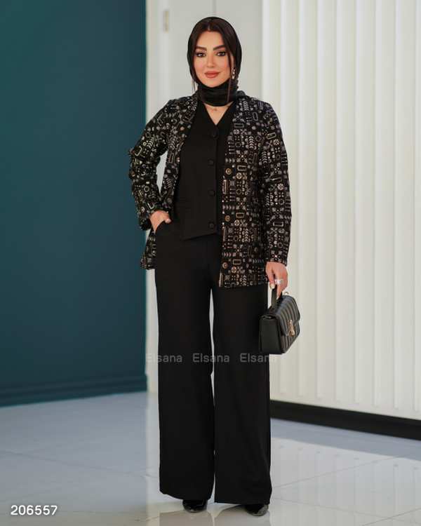 ست کت و شلوار و جلیقه زنانه مدل آینام السانا Elsana کد 2065