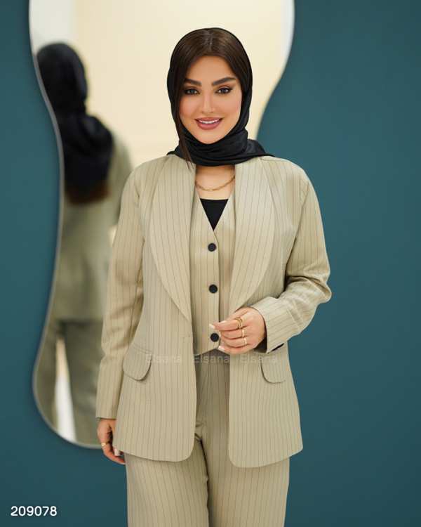 ست لباس زنانه ست کت و شلوار و جلیقه زنانه مدل هیرمان السانا Elsana کد 2090 - تصویر 2