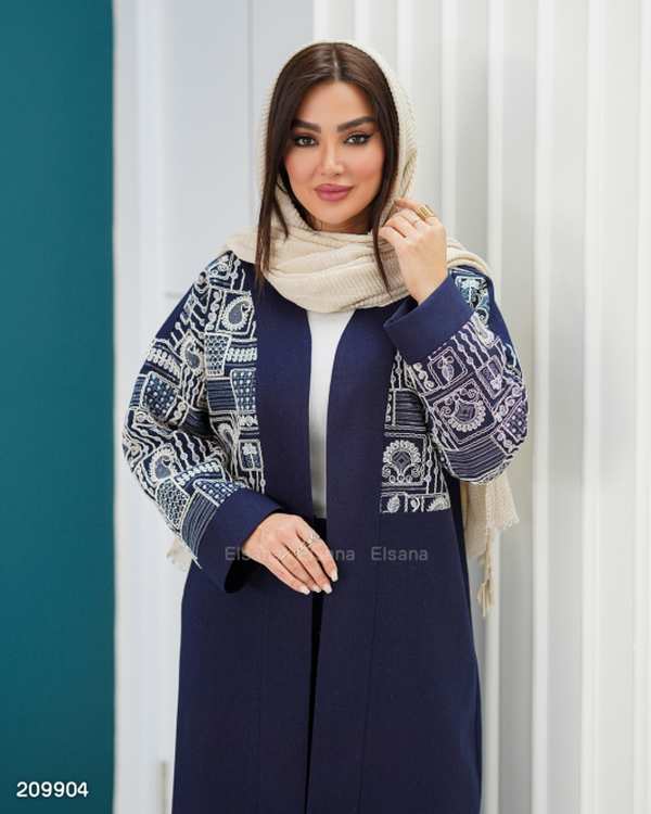 مانتو زنانه مانتو مجلسی بلند زنانه مدل توشار السانا Elsana کد 2099 - تصویر 3