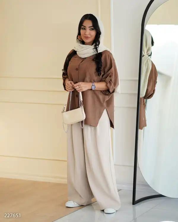 شومیز زنانه دارچینی مدل آرمیتاالسانا Elsana کد2276
