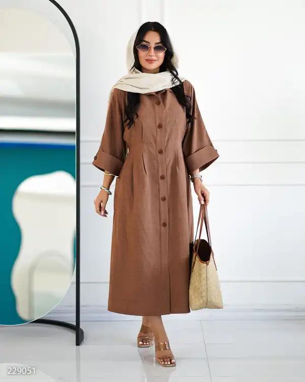 مانتو بلند زنانه دارچینی مدل باتیسالسانا Elsana کد2290