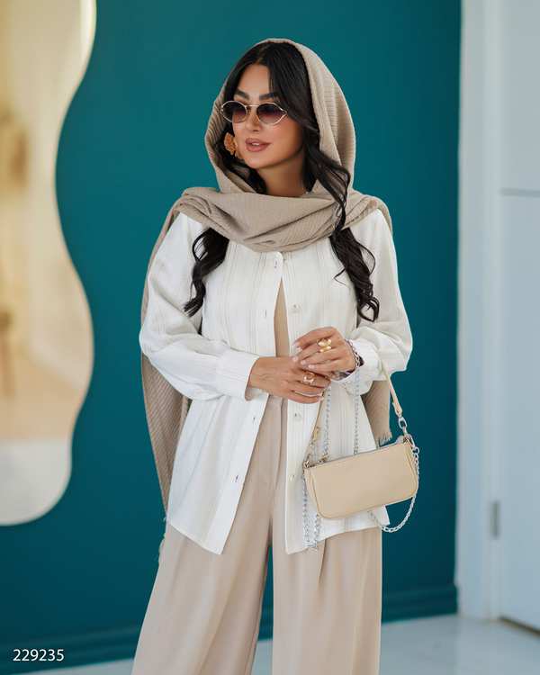شومیز زنانه سفید مدل هوپاد السانا Elsana کد 2292 - تصویر 2