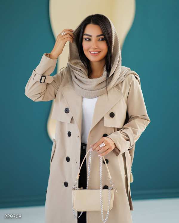 بارانی بلند زنانه کرم مدل شایگانالسانا Elsana کد2293